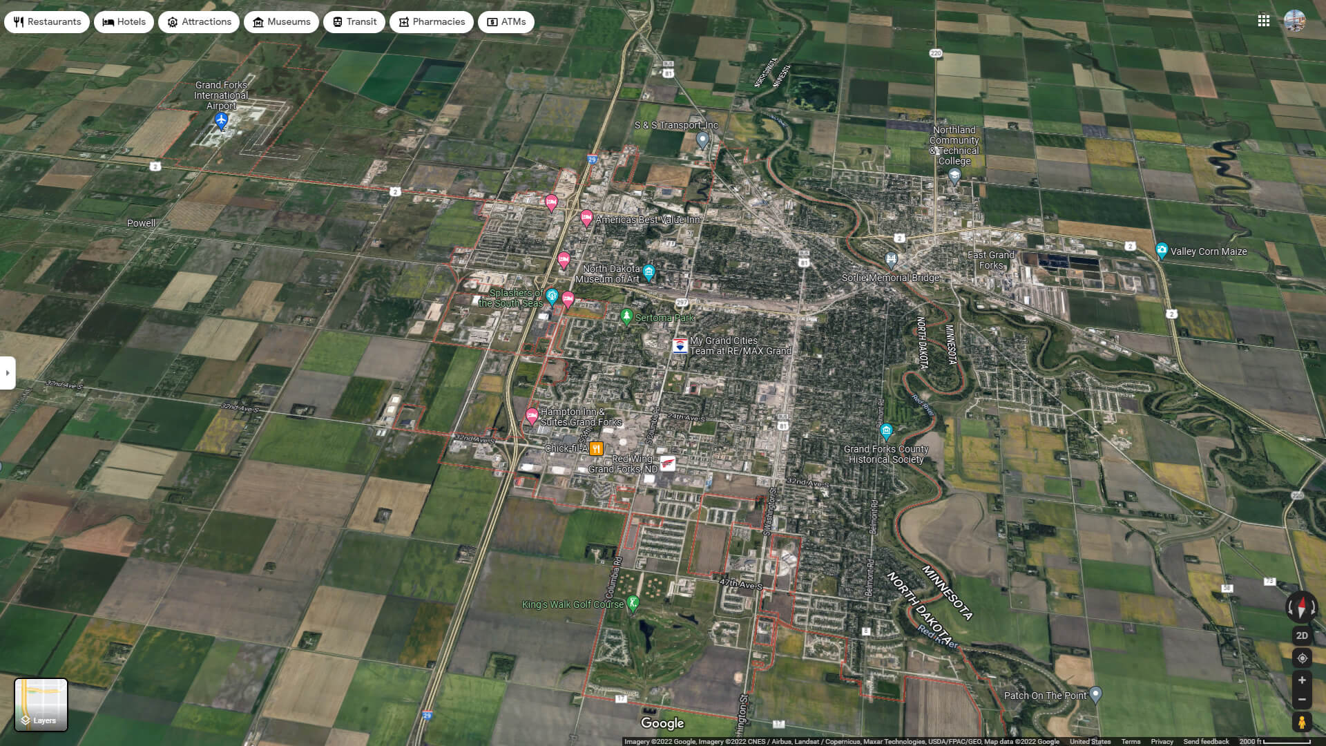 Grand Forks Aerial Map North Dakota